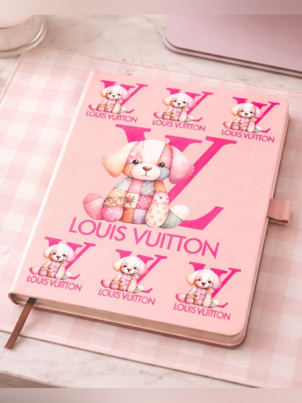 Pink Puppy Patch Journal Notebook